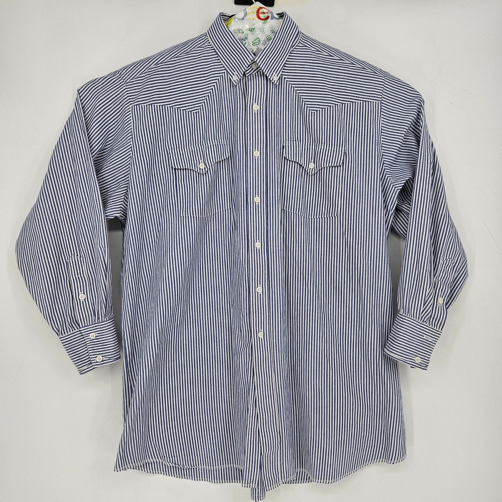 Panhandle Slim Shirt Mens 18 35 Striped Western Vintage Casual Made‎ in USA